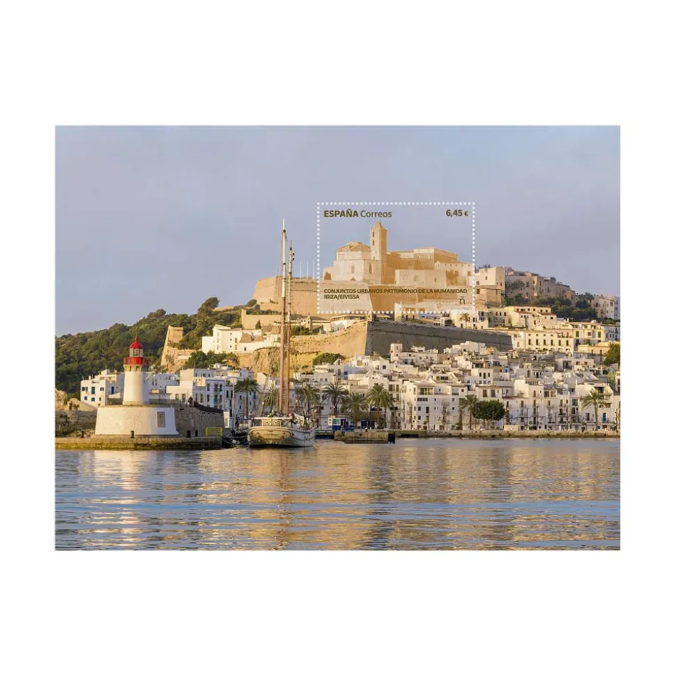 Sello Ibiza/Eivissa. Conjuntos Urbanos Patrimonio de la Humanidad I Hoja bloque