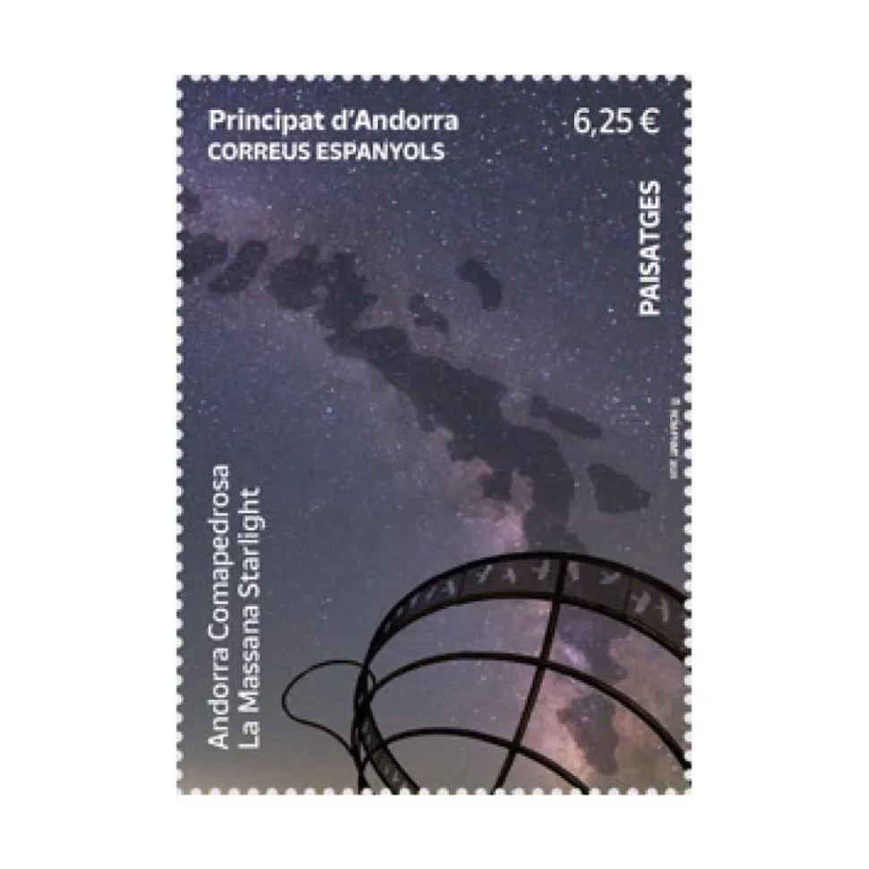 Sello La Massana Starlight, Andorra Comapedrosa | Colección Paisatges | Hoja bloque | Sellos de Andorra