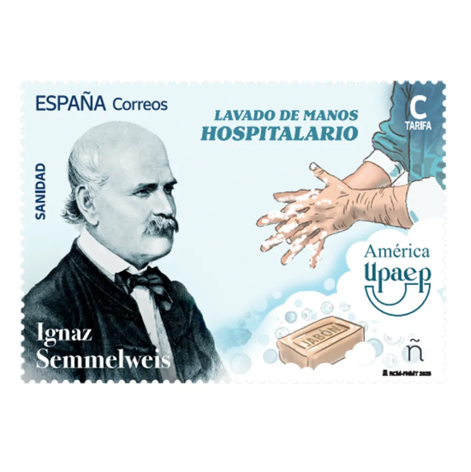 Sello Lavado de manos hospitalario | Ignaz Semmelweis | Serie Sanidad | Tarifa C I Pack de 4