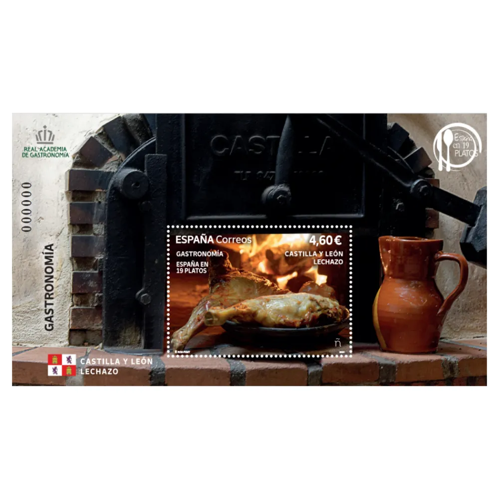 Hot Sello Lechazo. Castilla y León | Gastronomía: España en 19 platos 2024 | Hoja bloque