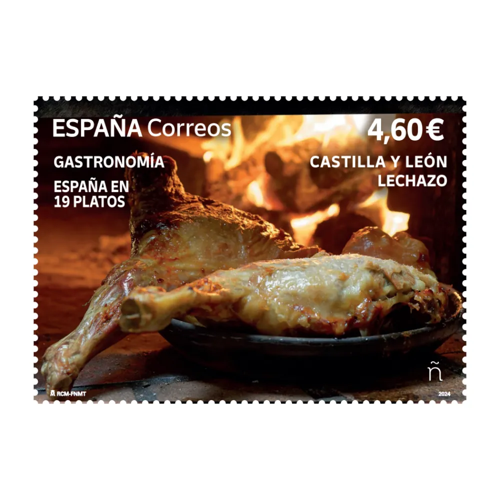 Hot Sello Lechazo. Castilla y León | Gastronomía: España en 19 platos 2024 | Hoja bloque