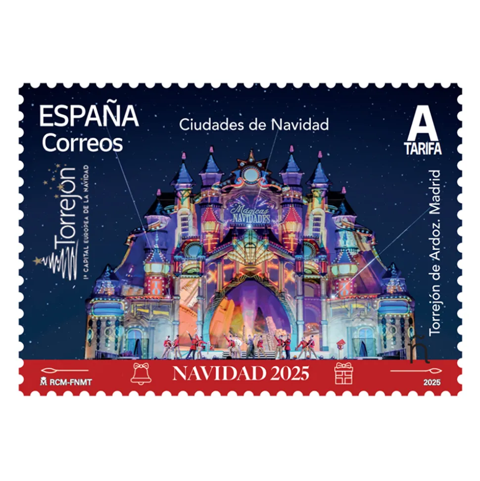 Sello Navidad 2025. Tarifa A | Ciudades de Navidad.Torrejón de Ardoz. Madrid | Pack de 5