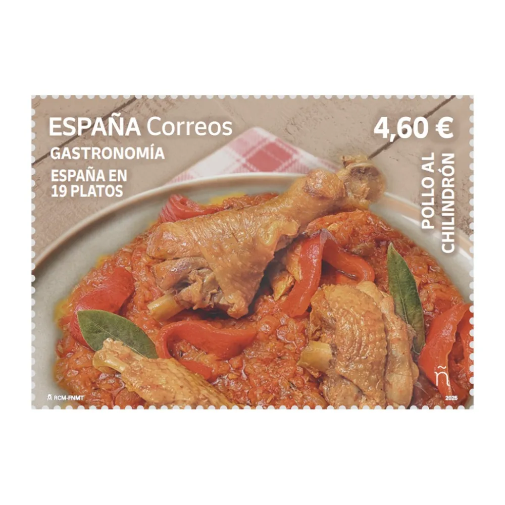 Outlet Sello Pollo al chilindrón. Aragón | Gastronomía: España en 19 platos 2025 | Hoja bloque