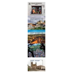Hot Sello Pueblos con Encanto 2025 | Castro Caldelas, Comillas, Roncal y Trujillo | Hoja bloque