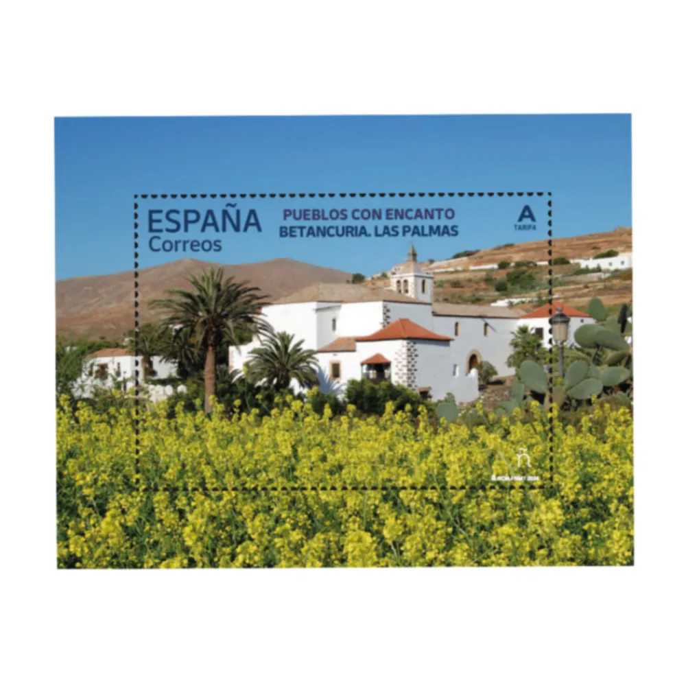 New Sello Pueblos con Encanto 2024 | Serie XIX | Betancuria, Hita, Nuevo Batzán y Peñíscola | Hoja bloque