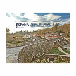 Sale Sello Pueblos con Encanto 2023 | Serie VIII I Bagergue, Briones, Pedraza y Ponte Maceira | Hoja bloque