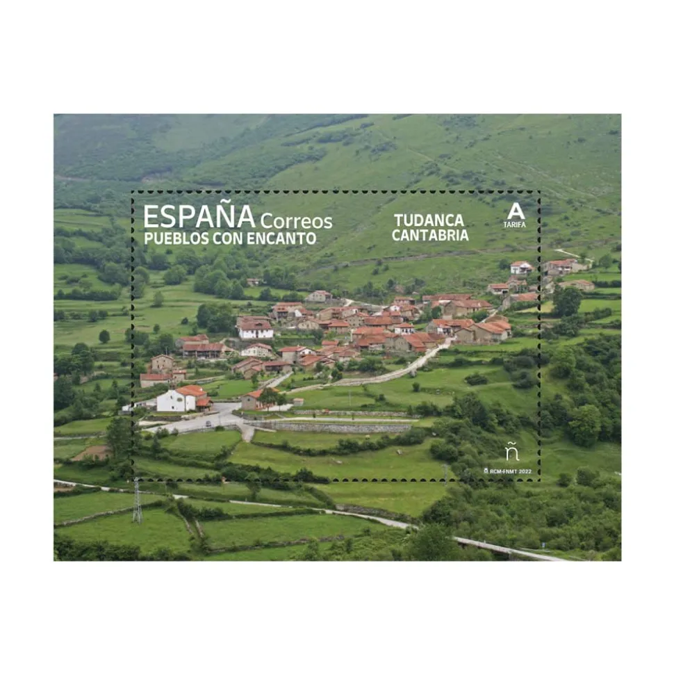 Sello Pueblos con Encanto 2022 | Serie VII | Calaceite, Medinaceli, Olivenza y Tudanca | Hoja Bloque