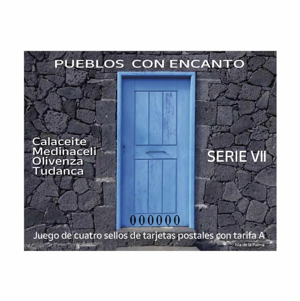 Sello Pueblos con Encanto 2022 | Serie VII | Calaceite, Medinaceli, Olivenza y Tudanca | Hoja Bloque