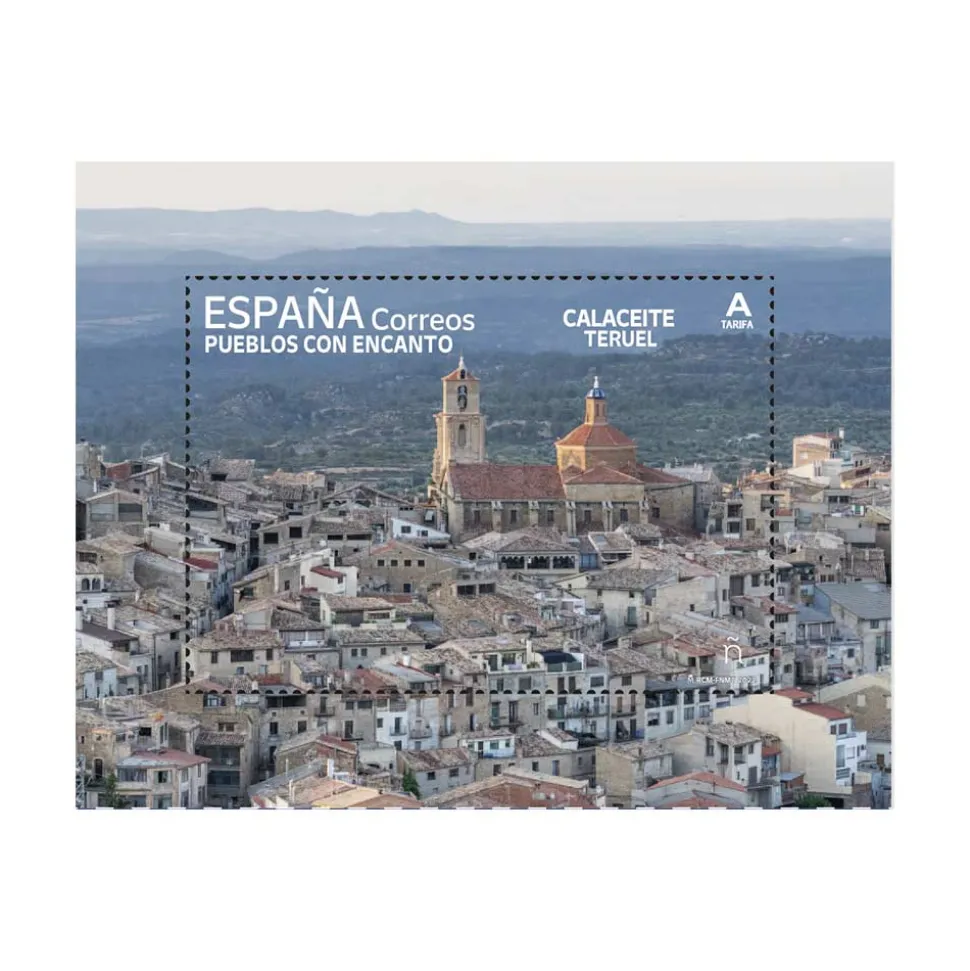 Sello Pueblos con Encanto 2022 | Serie VII | Calaceite, Medinaceli, Olivenza y Tudanca | Hoja Bloque