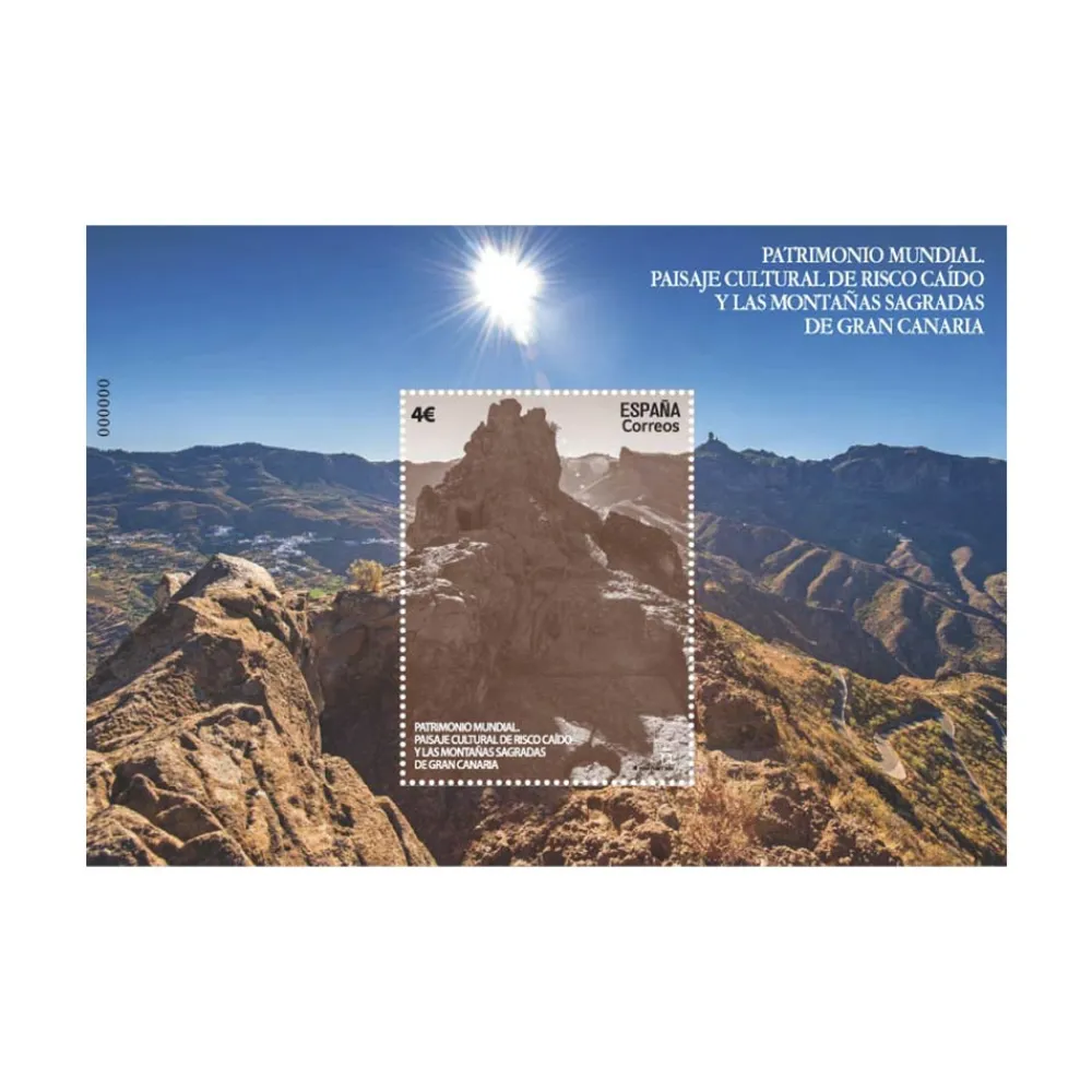 Sello Risco Caído y Montañas Sagradas. Gran Canaria I Hoja bloque
