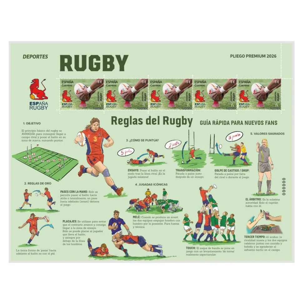 Sello Rugby | Serie Deportes | Pliego Premium