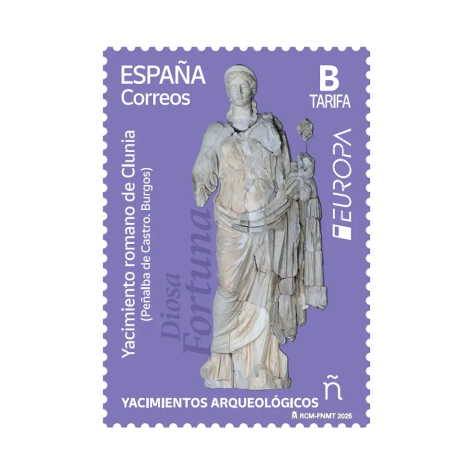 Sello yacimiento romano de Clunia. Burgos. Europa 2025 | Tarifa B | Pack de 2