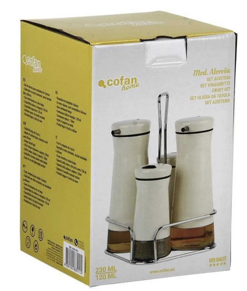 Set de aceiteras de 4 unidades - Capacidad 120 ml - 230 ml