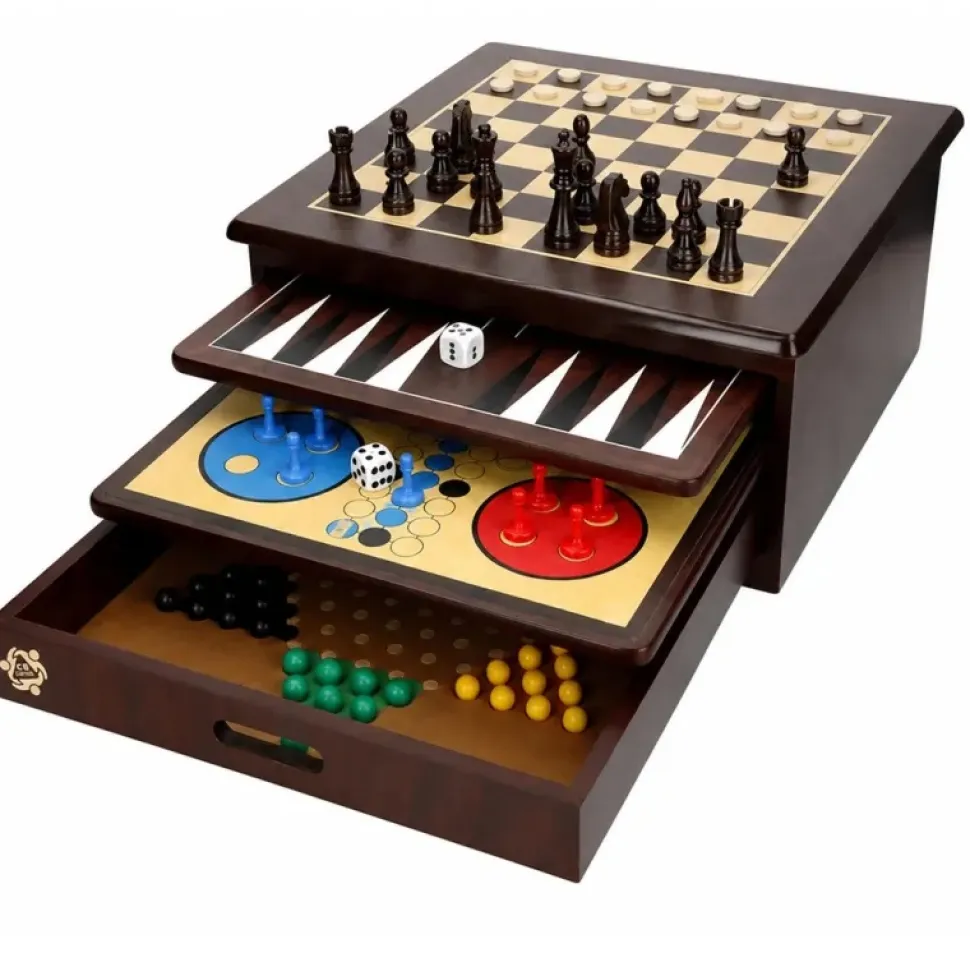 Set de Juegos de Mesa Reunidos cajón de madera con 10 diferentes +6A