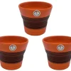 Set 3 Macetas de barro - 17x17x14 cm - Marrón-Nogal