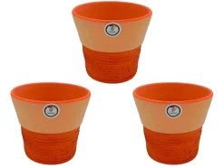 Set 3 Macetas de barro - 17x17x14 cm - Rústica-Rayada