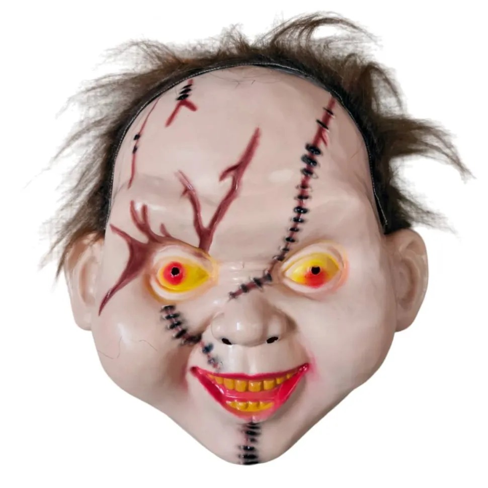 Set 3 Máscaras Chucky con pelo Muñeco Diabólico PVC - Azul, Marrón y Verde