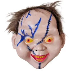 Set 3 Máscaras Chucky con pelo Muñeco Diabólico PVC - Azul, Marrón y Verde
