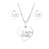 Set "Te amo mama" de Pendientes y collar de acero inoxidable