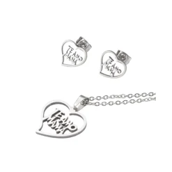 Set "Te amo mama" de Pendientes y collar de acero inoxidable