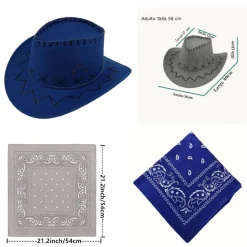 Sombrero Azul con Bandana Disfraz Vaquero Oeste