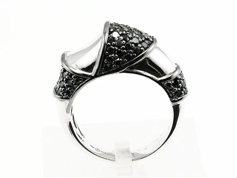 Best Sortija De Plata Rodiada Con Circonitas Negras