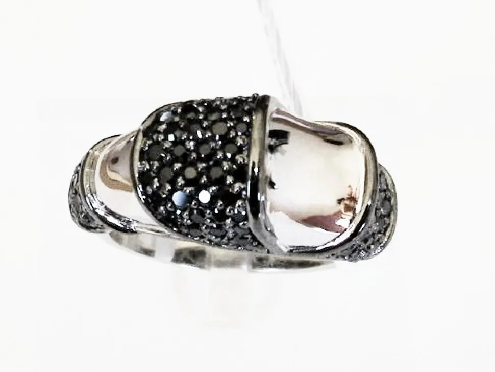Best Sortija De Plata Rodiada Con Circonitas Negras