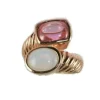 Sortija De Plata Rosa Con Piedras Blanco Y Rosa