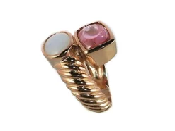 Sortija De Plata Rosa Con Piedras Blanco Y Rosa