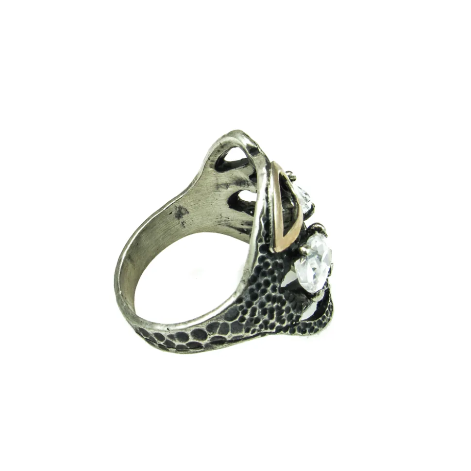 Sortija En Plata De Ley Envejecida Con Circonitas Blancas