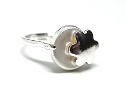 Outlet Sortija Flor De Plata Con Perla Adaptable