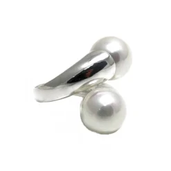 New Sortija Perlas De 12 Mm. Y Plata De Ley