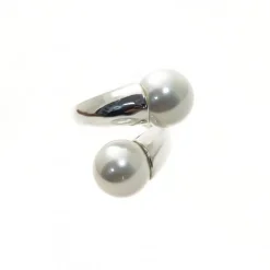 New Sortija Perlas De 12 Mm. Y Plata De Ley