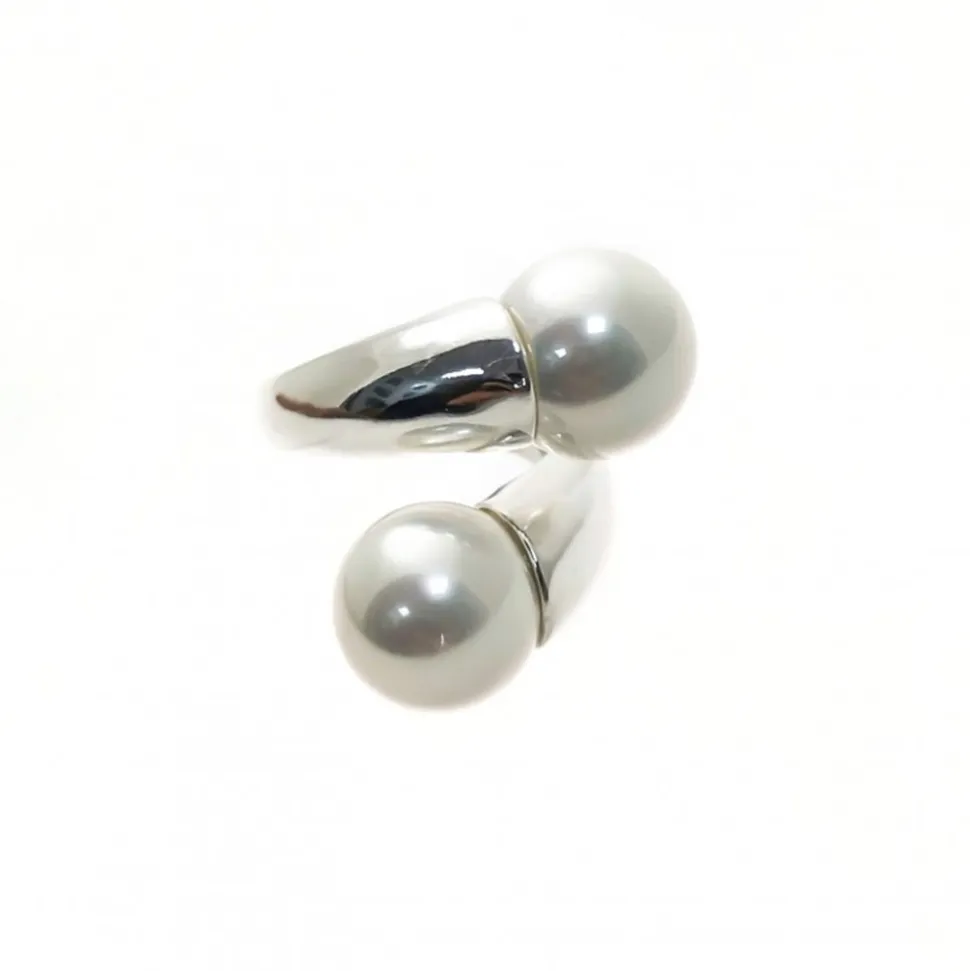 Sortija Perlas De 12 Mm. Y Plata De Ley