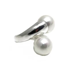 Sortija Perlas De 12 Mm. Y Plata De Ley