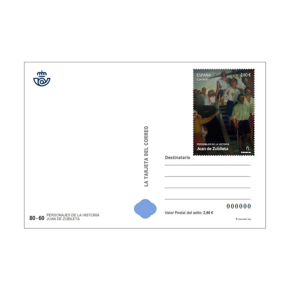 Tarjeta postal prefranqueada Juan de Zubileta