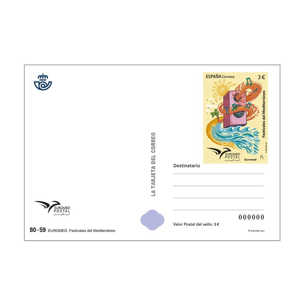 Tarjeta postal prefranqueada Euromed 2023 | Festivales del Mediterráneo