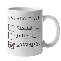 Taza Estado civil: Cansada. Cerámica 335 ml