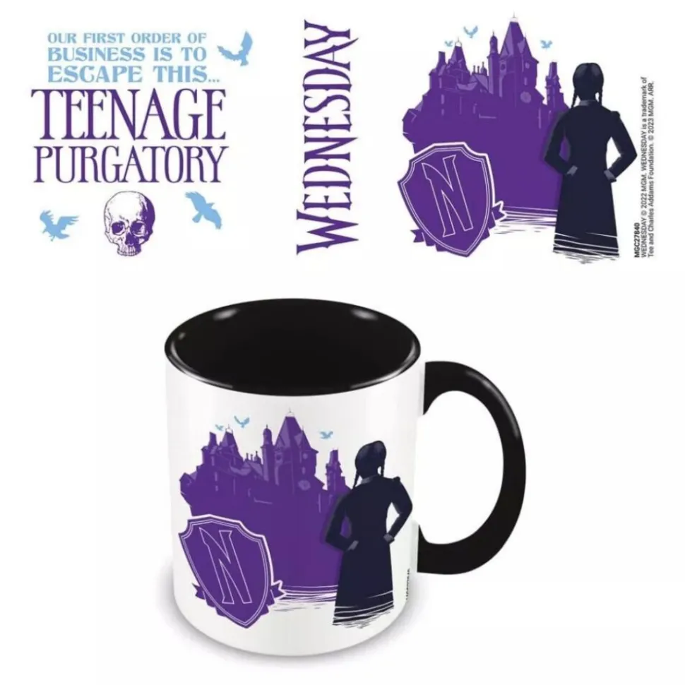 Taza Mug Cerámica Pyramid Miercoles Wednesday Escapar de Este Pulgatorio de Adolescentes 315ml