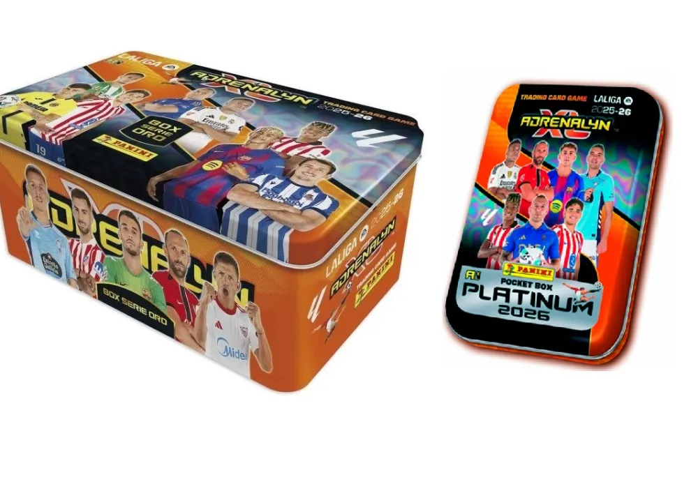 New PANINI Tin box Serie Oro Lata Grande + Pocket Box Platinum Adrenalyn XL LaLiga EA Sports 2025 2026 Colección