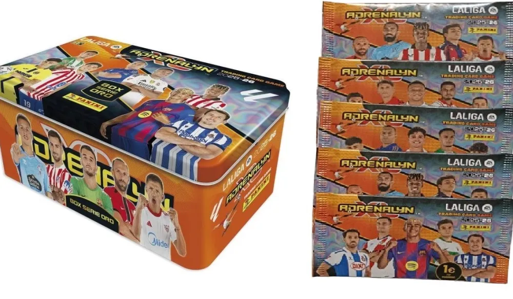 Outlet PANINI Tin box Serie Oro Lata Grande + 5 sobres normales Adrenalyn XL LaLiga EA Sports 2025 26