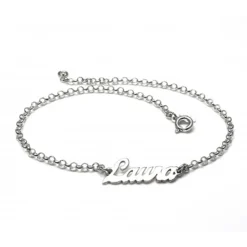 Tobillera De Plata Personalizada Con Nombre