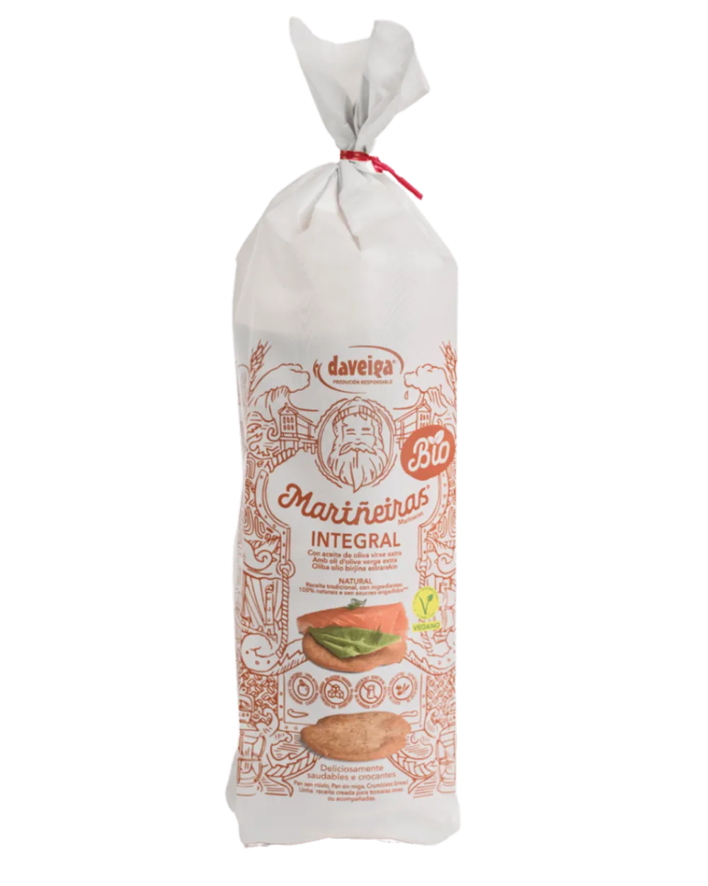 Hot Daveiga, Mariñeiras Tostas de pan Integrales Bio - Pack 10 x 180g