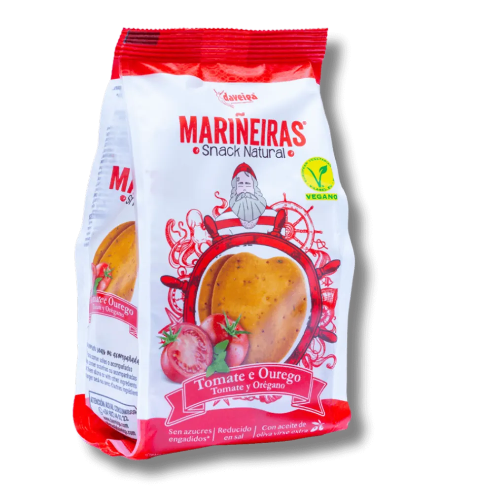 Discount Daveiga, Mariñeiras Tostas de pan naturales con Tomate y Orégano - Pack 14 x 100g