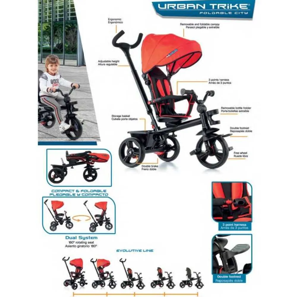 Moltó Triciclo Infantil Evolutivo Urban Trike Básico color Rojo anaranjado