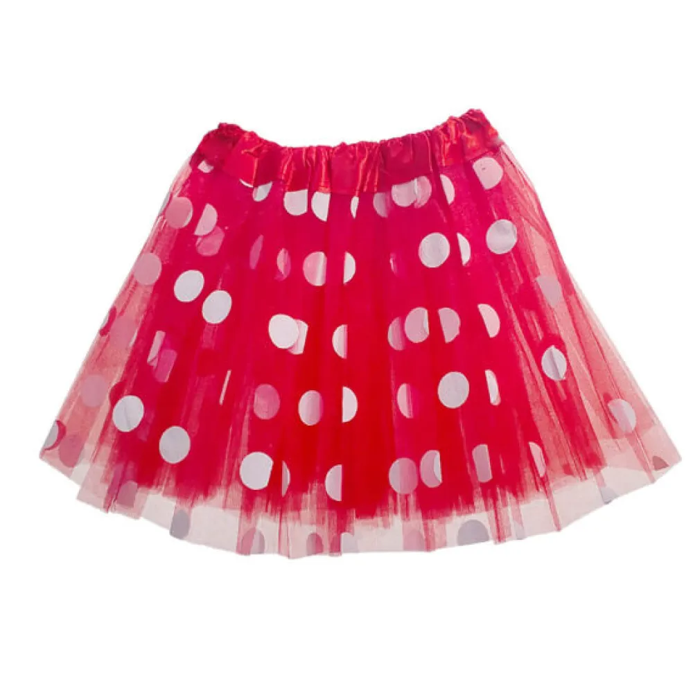 Discount Disfraces Lucero Tutú Rojo con Lunares Blancos Infantil 28cm
