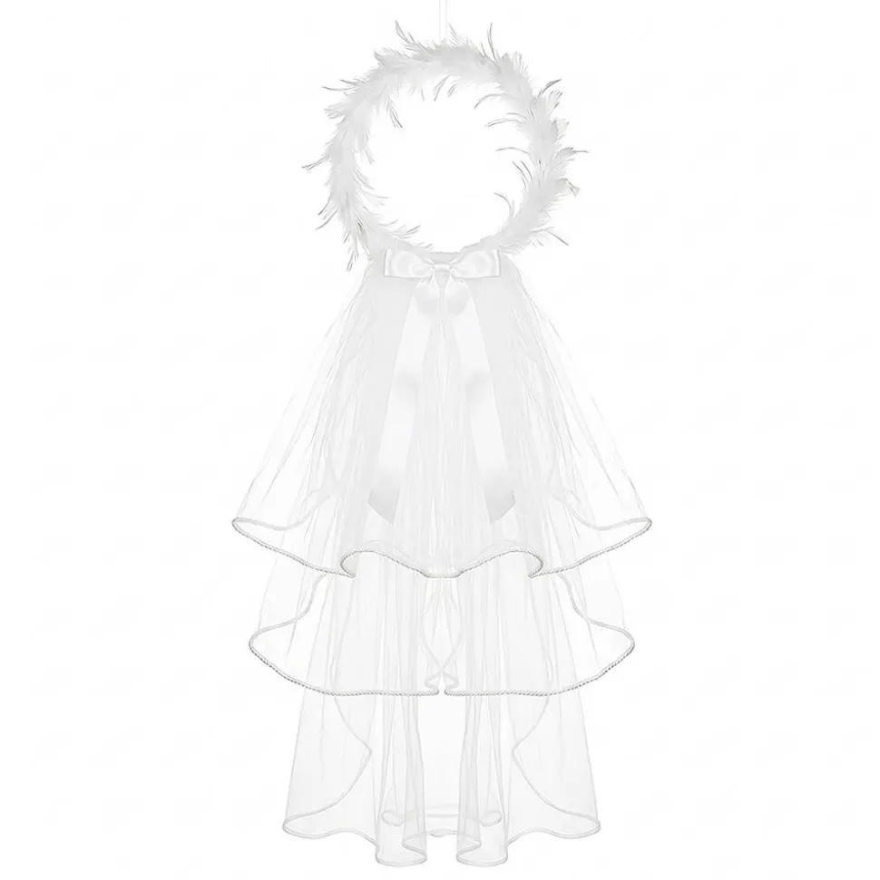 Velo de Novia Blanco con Plumas