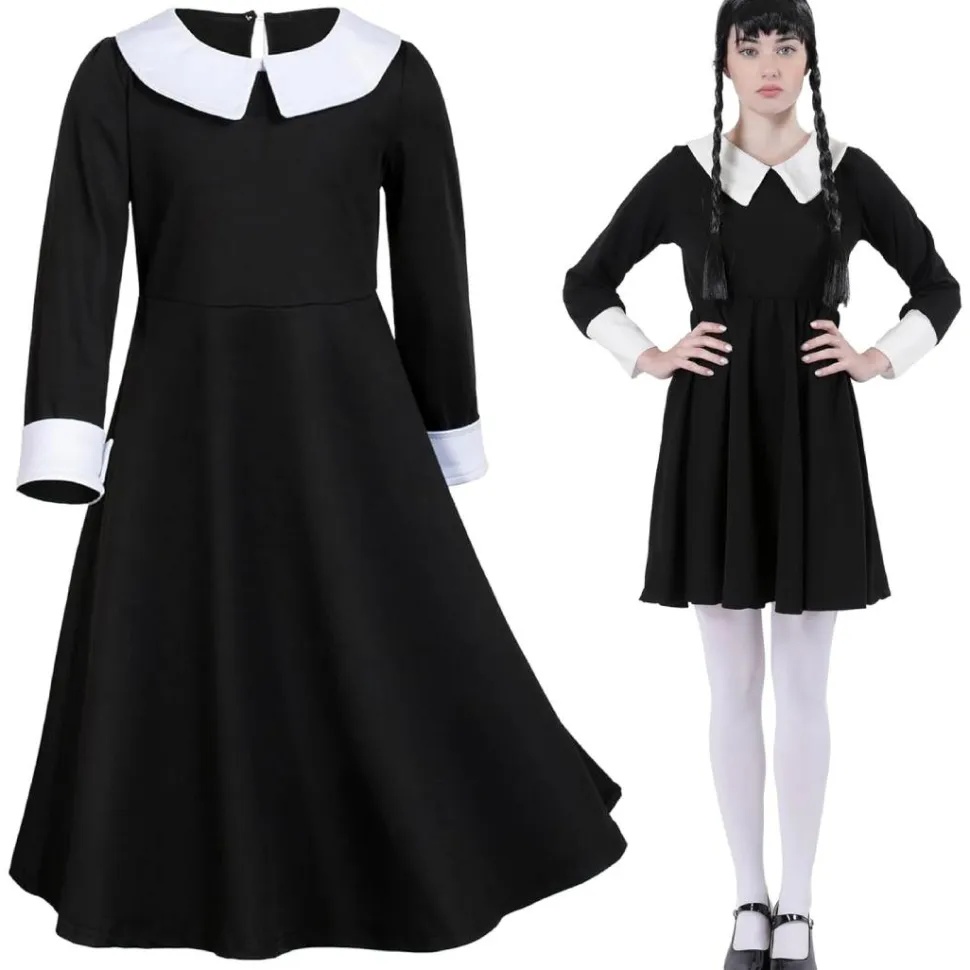 Vestido Clásico Miércoles Addams Merlina Gótico - Disfraz Adulto