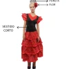 Vestido de Sevillana Traje de Flamenca con Peineta y Flor Feria de abril para Mujer