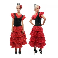 Vestido de Sevillana Traje de Flamenca con Peineta y Flor Feria de abril para Mujer